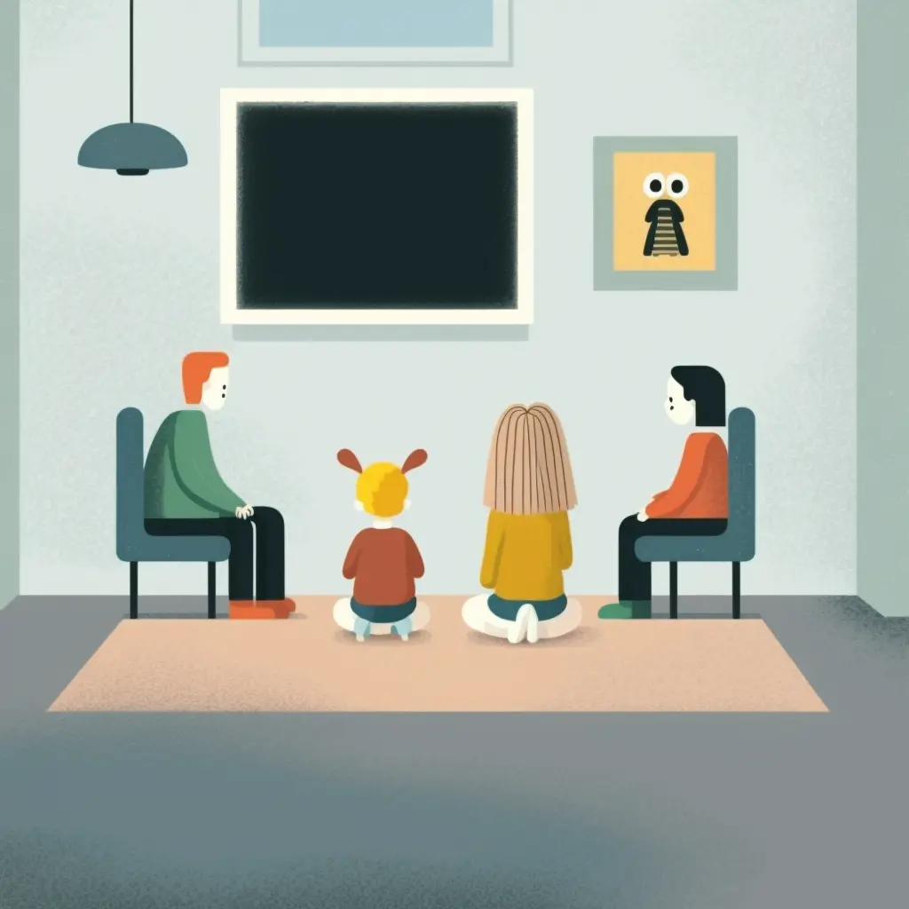 04 therapist talking to 2 parents while child plays