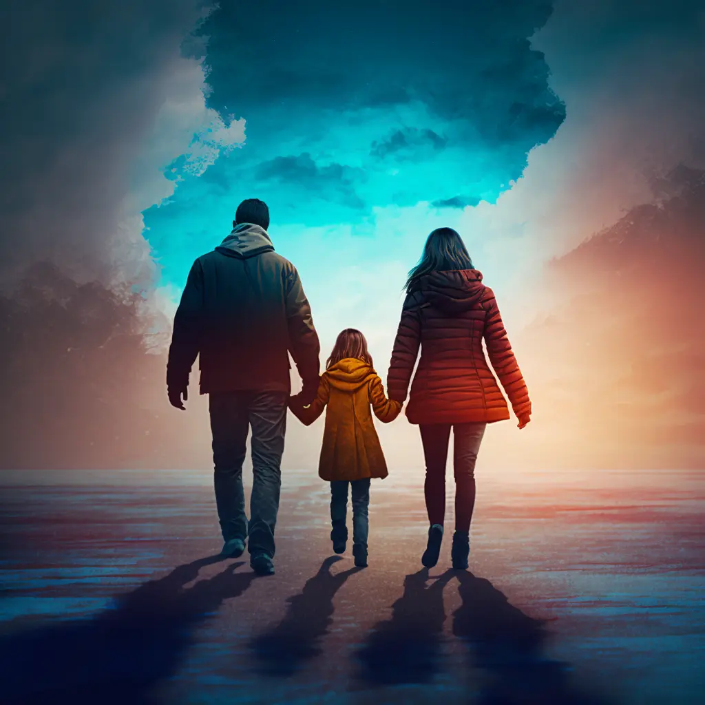 08 parents walking away with child in the middle